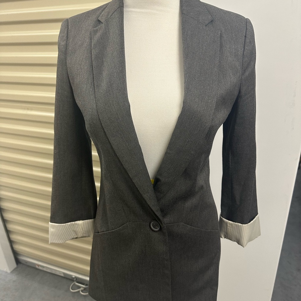Zara Charcoal Blazer with White Cuffs